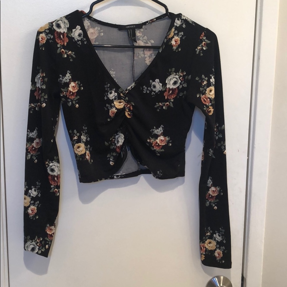 Floral Long Sleeve Crop Top